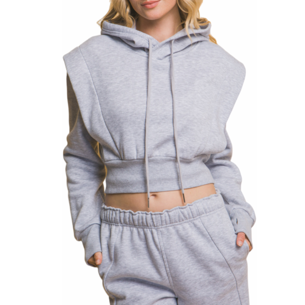 Luxe Ribbed Cropped Hoodie